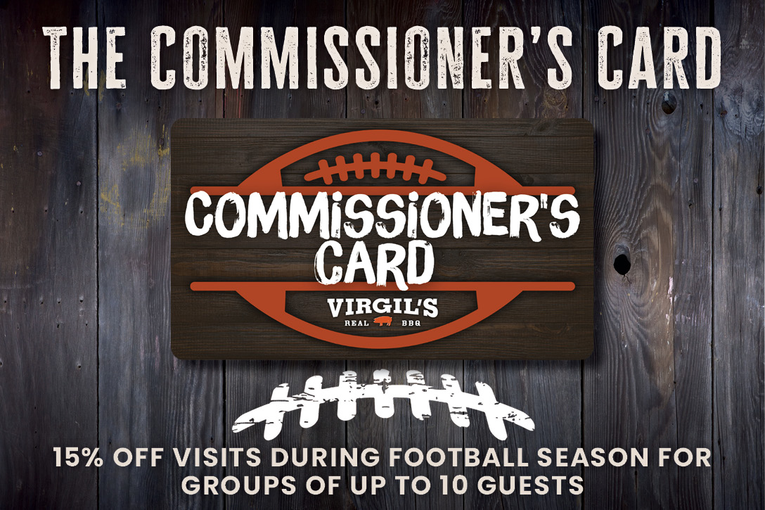 The Commissioner's Card | 15% off visits during football season for groups of up to 10 guests