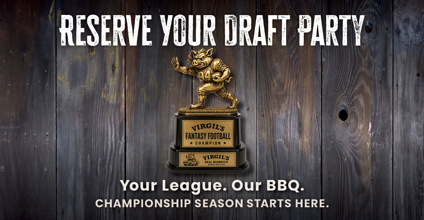 Reserve your draft party. Your League. Our BBQ. Championship Season Starts Here.