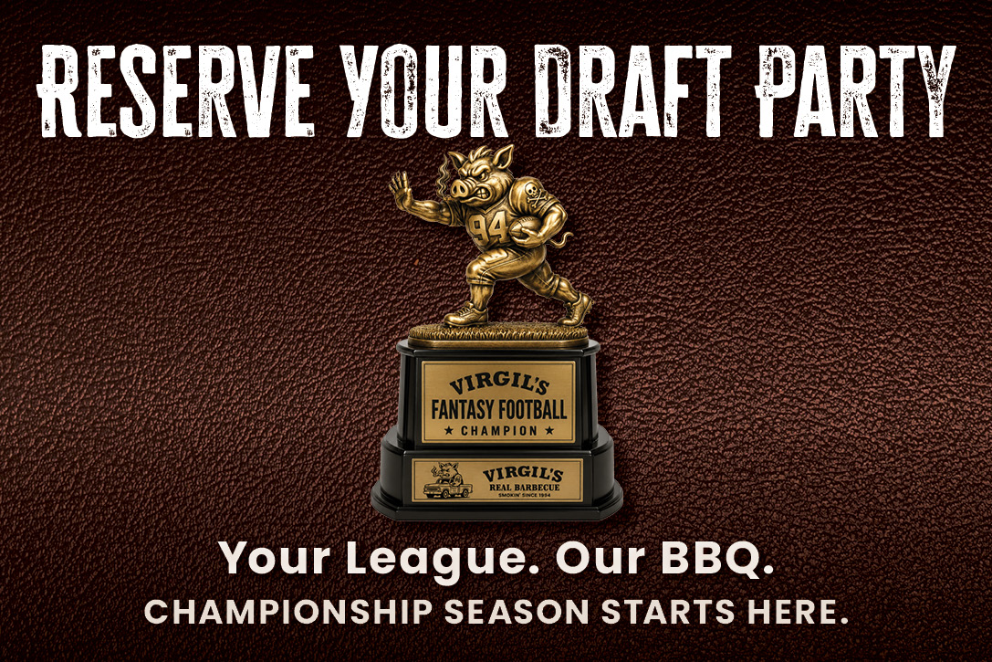 Reserve your draft party. Your League. Our BBQ. Championship Season Starts Here.